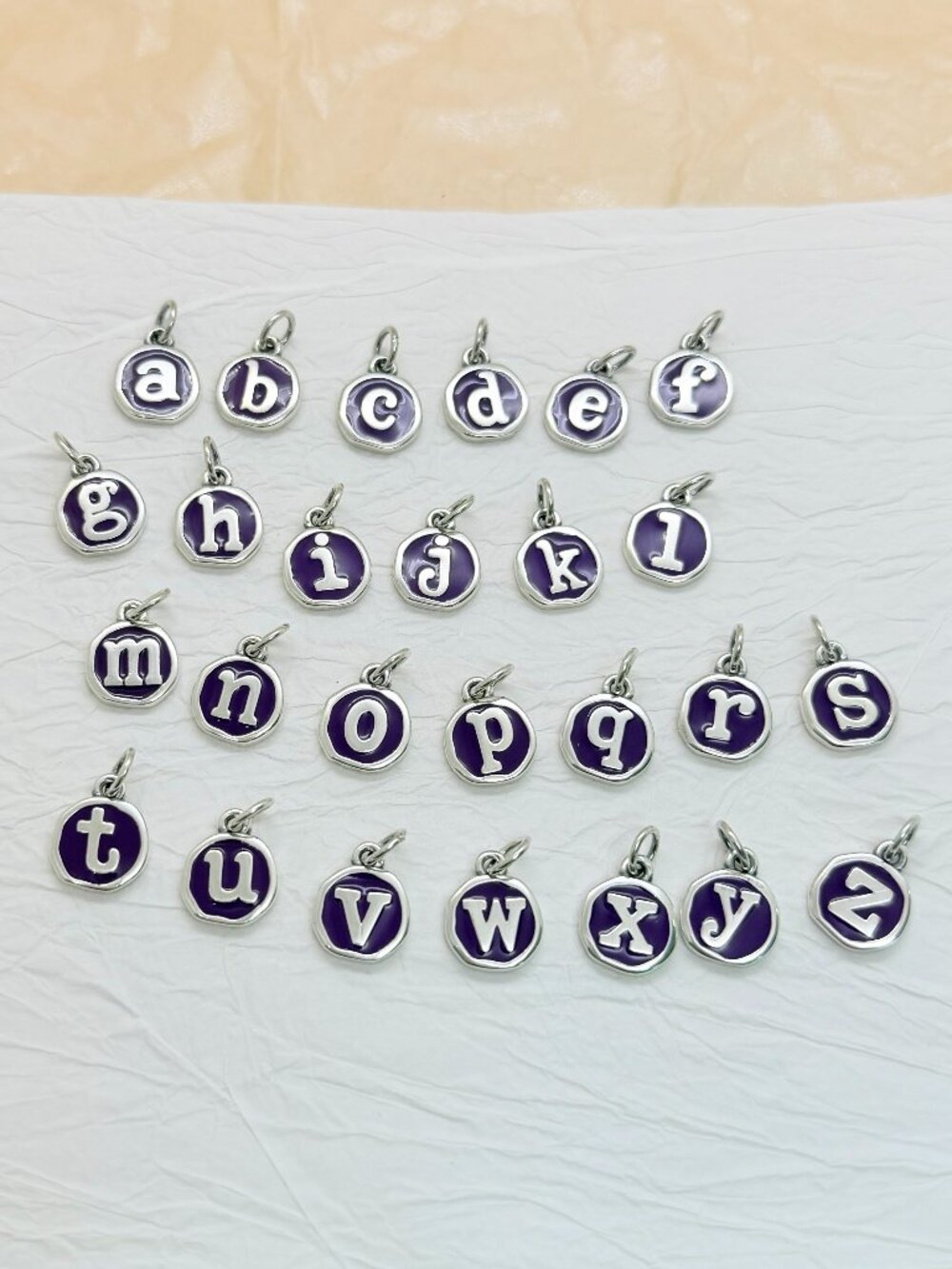 James Avery Enamel Light Purple Initial Disc Charm Sterling Silver Letter
